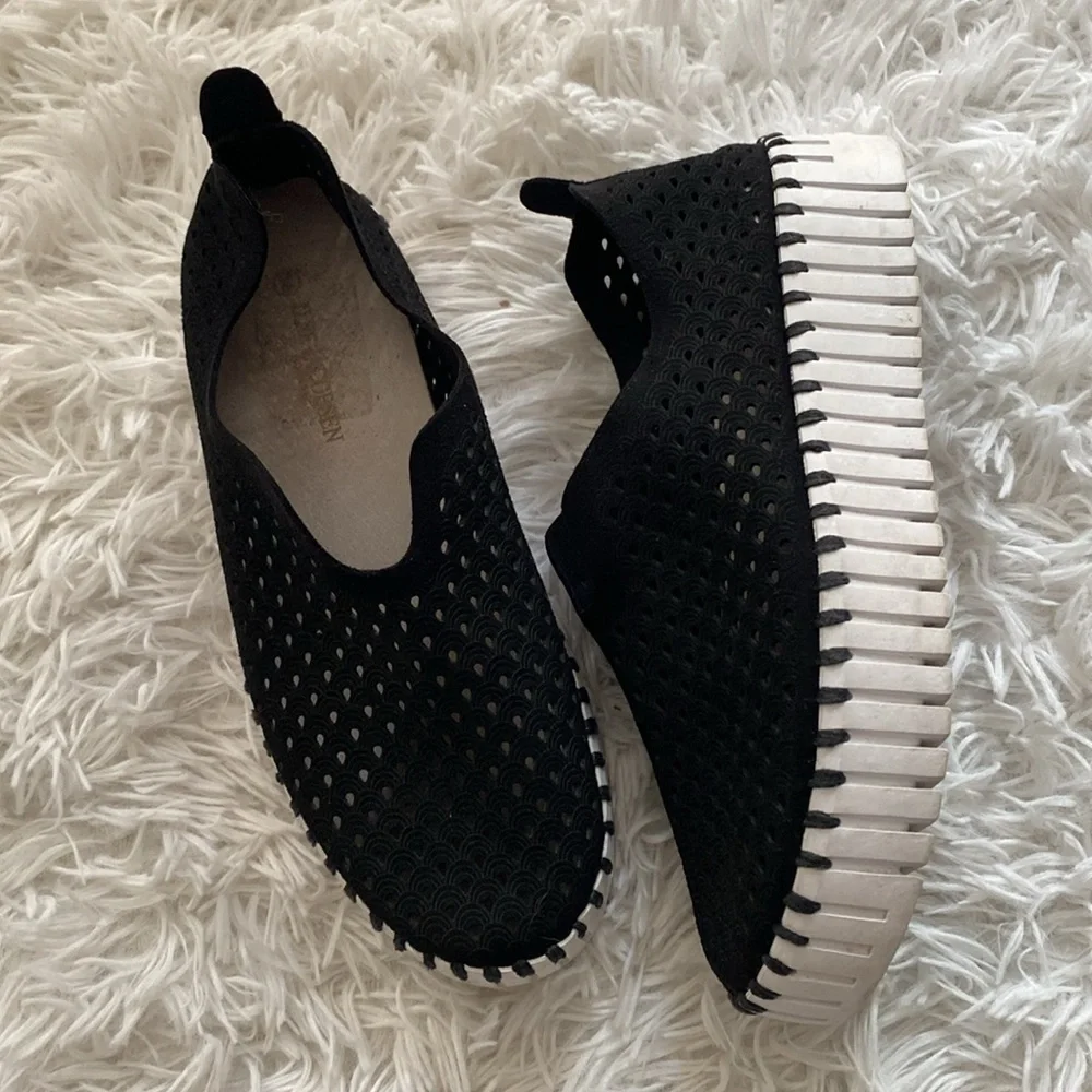 ILse Jacobsen black slip on platform sneakers